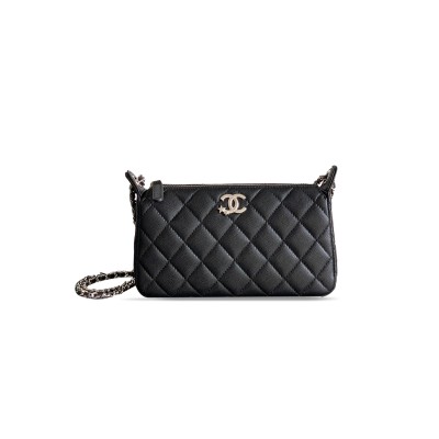 CHANEL CAVIAR 25B CLUTCH WITH CHAIN BAG IN BLACK AP4855 (21*12*5.5cm)